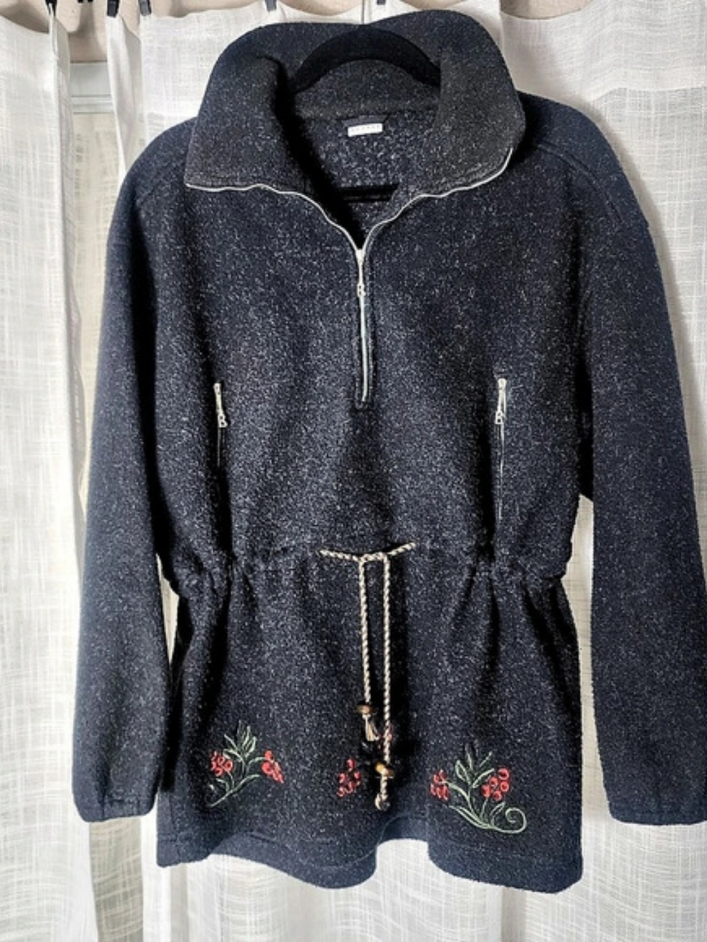 VTG Bogner Embroidered Fleece Jacket in Black Size Small